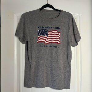 Old Navy American Flag Short Sleeve Shirt 2016 Grey Small